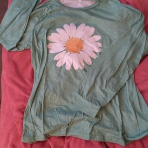 Floral Long Sleeve Top in Green